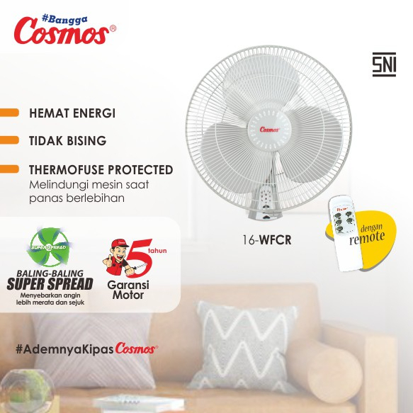 VC054 - Cosmos Kipas Angin Wall Fan Remote 16-WFCR